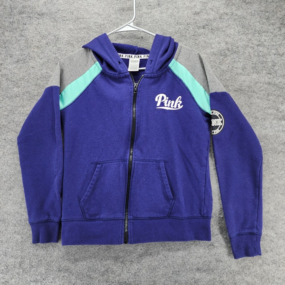 PINK Victoria Secret Hoodie Womens Small Purple Full Zip
